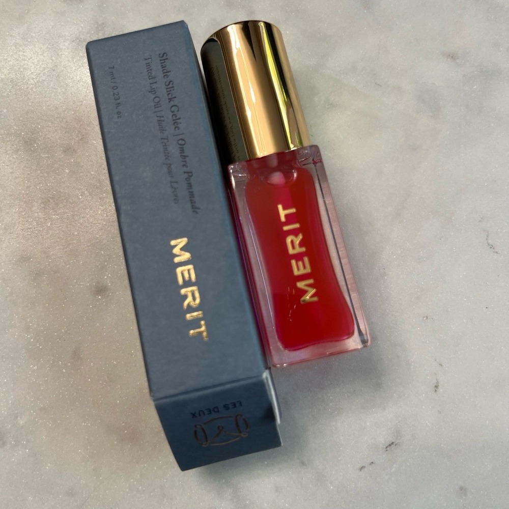 MERIT Lip Gloss Shade Slick Gelee LES DEUX Tinted Lip Oil 7ml 0.23 oz New Makeup